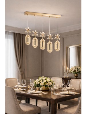 Işıltı Avize Power 5'li Yemek Masası Ledli Avize