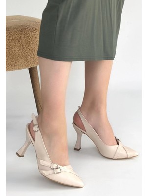 Ronanna Jedda Bej Cilt Topuklu Ayakkabı