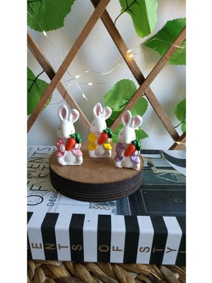 3 Lü Mini Boy Tavşan Biblo