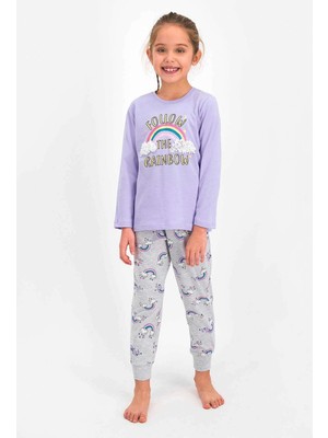RolyPoly Roly Poly 2455 Kız Çocuk Follow The Rainbow Lila Uzun Kol Pijama Takımı