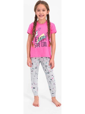 RolyPoly Roly Poly 2451 Kız Çocuk Be Happy Stay Cool Kısa Kol Pijama Takımı