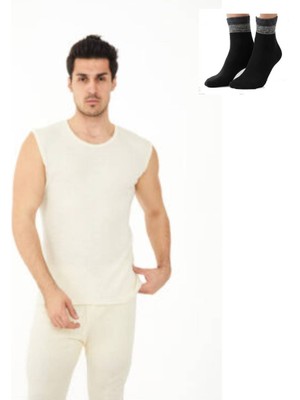 Uygur Saf Yünden Sıcak Tutan Erkek Için Üst Sıfır Kol Alt Tayt Içlik Takım