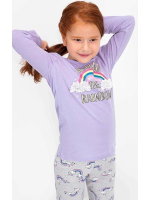 RolyPoly Roly Poly 2455 Kız Çocuk Follow The Rainbow Lila Uzun Kol Pijama Takımı