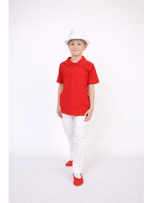 Dıgıl Kids Polo Yaka T-Shirt Likralı Beyaz Pantolon Erkek Çocuk Takım