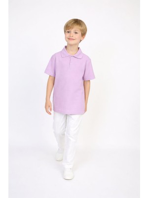 Dıgıl Kids Polo Yaka T-Shirt Likralı Beyaz Pantolon Erkek Çocuk Takım