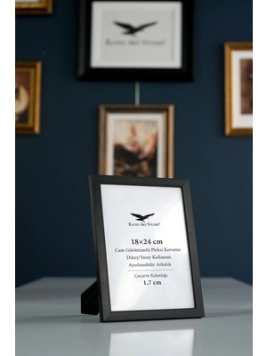 Raven Art Studio Ermitaj 18X24 cm Siyah Resim Fotoğraf Belge Poster Evrak Çerçevesi Korumalı Kırılmaz Pleksi Cam