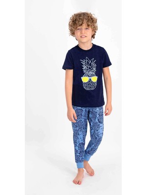 RolyPoly Roly Poly 2334 Erkek Çocuk Pineapple Lacivert Mavi Kısa Kol Pijama Takımı