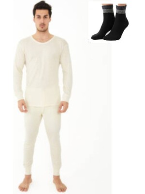 Uygur Saf Yünden Sıcak Tutan Erkek Için Uzun Kol Alt Tayt Içlik Takım