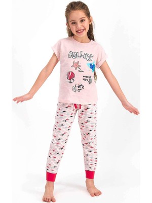 RolyPoly Roly Poly 2460 Kız Çocuk Garson Collect Somon Kısa Kol Pijama Takımı