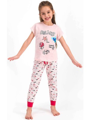 RolyPoly Roly Poly 2460 Kız Çocuk Garson Collect Somon Kısa Kol Pijama Takımı