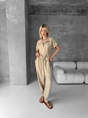 Ronanna Bluz Şalvar Takım Bej S255841