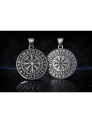 Iskandinav Rune Sembolü Paslanmaz Çelik Vegvisir Viking Erkek Kolye