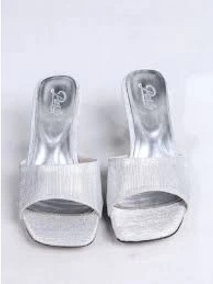 Ronanna Luart Gümüş Simli Topuklu Terlik