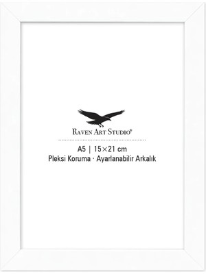 Raven Art Studio Potala A5-15X21CM Beyaz Resim Fotoğraf Belge Poster Evrak Çerçevesi Korumalı Kırılmaz Pleksi Cam
