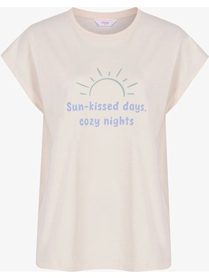 Penti Bej Sun Kissed Tişört Pijama Üstü