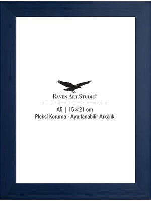 Raven Art Studio Potala A5-15X21CM Lacivert Resim Fotoğraf Belge Poster Evrak Çerçevesi Korumalı Kırılmaz Pleksi Cam