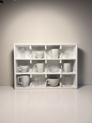 VIVECA Beyaz 12 Bölmeli Dekoratif Mug & Fincan Rafı | Mutfak – Kahve Köşesi – Ofis Organizer- Kupa Rafı