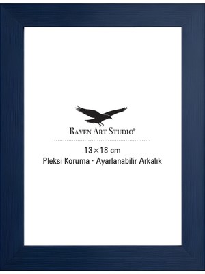 Raven Art Studio Potala 13X18CM Lacivert Resim Fotoğraf Belge Poster Evrak Çerçevesi Korumalı Kırılmaz Pleksi Cam