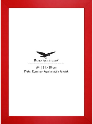 Raven Art Studio Potala A4-21X30CM Kırmızı Resim Fotoğraf Belge Poster Evrak Çerçevesi Korumalı Kırılmaz Pleksi Cam