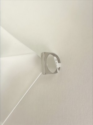 QA Quella Accessories Çelik Düz Plaka Tasarım Silver Kaplama Gümüş Yüzük - Size 7