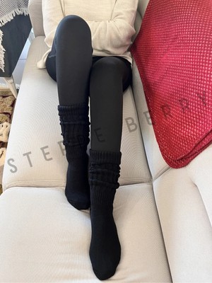 Steppe Berry Siyah Kalın Slouchy Çorap