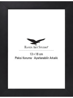 Raven Art Studio Potala 13X18CM Siyah Resim Fotoğraf Belge Poster Evrak Çerçevesi Korumalı Kırılmaz Pleksi Cam