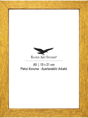 Raven Art Studio Potala A5-15X21CM Antik Altın Resim Fotoğraf Belge Poster Evrak Çerçevesi Korumalı Kırılmaz Pleksi Cam