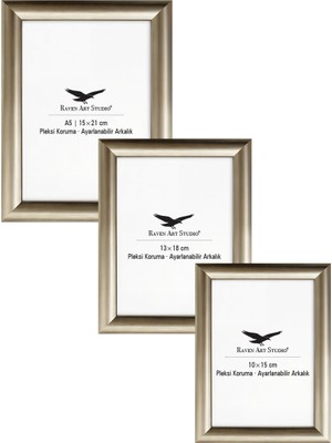 Raven Art Studio Pergamon Platin 3'lü Set 10X15CM + 13X18CM + 15X21CM Korumalı Kırılmaz Pleksi Cam