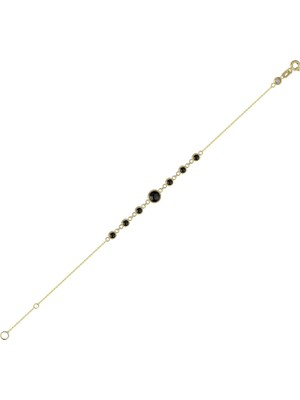 Bolek Jewellery 14 Ayar Altın Siyah Taş Detaylı Minimal Kolye & Bileklik Seti