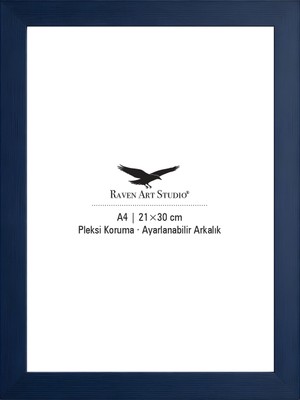 Raven Art Studio Potala A4-21X30CM Lacivert Resim Fotoğraf Belge Poster Evrak Çerçevesi Korumalı Kırılmaz Pleksi Cam