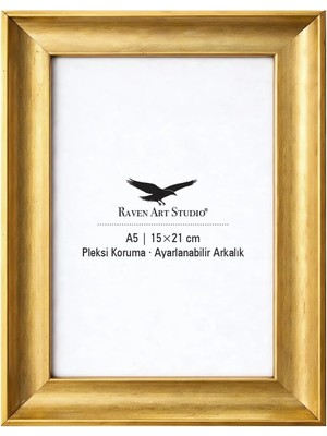 Raven Art Studio Pyramid 15X21CM Altın Resim Fotoğraf Belge Poster Evrak Çerçevesi Korumalı Kırılmaz Pleksi Cam