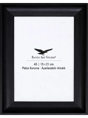 Raven Art Studio Pyramid 15X21CM Siyah Resim Fotoğraf Belge Poster Evrak Çerçevesi Korumalı Kırılmaz Pleksi Cam