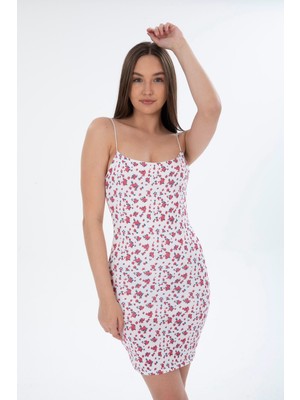Modazeyosh Kadın Askılı Desenli Astarlı Elbise