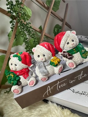 3’lü Ayıcık ,teddy ,yılbaşı Hediyesi ,yılbaşı Süsleri ,el Yapımı (7x5 Cm)