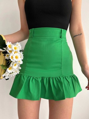 Ronanna Altı Fırfırlı Etek Yeşil S24817