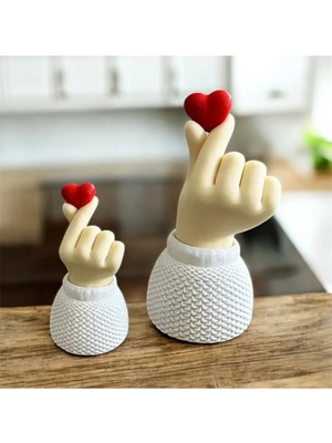 2’li Kalp Tutan El Biblo ,sevgiliye Hediye ,ofis Dekoru (9 Cm,14 Cm)