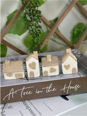 4’lü Bej Dekoratif Ev Biblo /dekorasyon ,el Yapımı (Handmade)