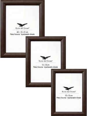 Raven Art Studio Pergamon Kahverengi 3'lü Set 10X15CM + 13X18CM + 15X21CM Korumalı Kırılmaz Pleksi Cam