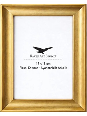 Raven Art Studio Pyramid 13X18CM Altın Resim Fotoğraf Belge Poster Evrak Çerçevesi Korumalı Kırılmaz Pleksi Cam