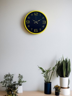 Motto Ticaret 36 cm Sarı Gold Rakamlı Duvar Saati