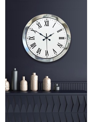 Motto Ticaret 36 cm Krom Metal Roma Rakamli Duvar Saati
