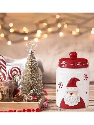 Noel Baba Desenli Dekoratif Kavanoz,yılbaşı Hediyesi ,dekoratif Biblo