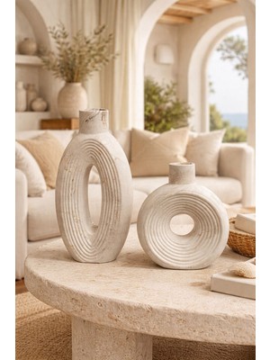 Szn Home Design White Mocha Xl Boy Modern Seramik Vazo