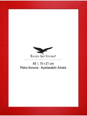 Raven Art Studio Potala A5-15X21CM Kırmızı Resim Fotoğraf Belge Poster Evrak Çerçevesi Korumalı Kırılmaz Pleksi Cam
