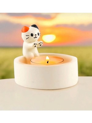 Üşüyen Kedi Model Dekoratif  Mumluk
