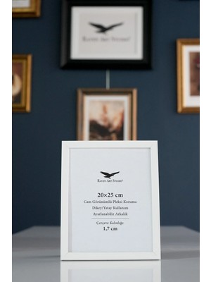 Raven Art Studio Ermitaj 20X25CM Beyaz Resim Fotoğraf Belge Poster Evrak Çerçevesi Korumalı Kırılmaz Pleksi Cam
