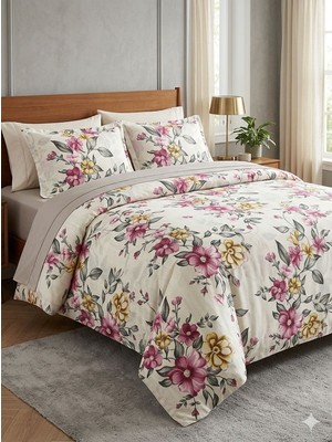 Belsina Pamuklu Premium Seri Çift Kişilik Nevresim Takımı - Yumuşak Dokulu - Çarşafı Lastikli