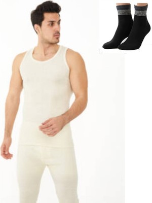 Uygur Saf Yünden Sıcak Tutan Erkek Için Üst Atlet