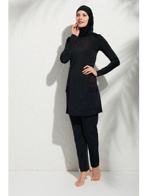 Yeni Pierre Cardin 191913 Uzunkollu Aplikeli Tesettür Mayo