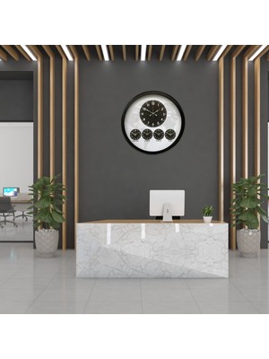 Motto Ticaret Siyah Sade ve Şık 52 cm Dünya Saati